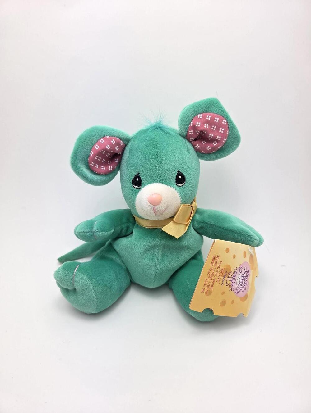 Precious Moments Tender Tails Green Mouse Plush Writing in Tag! (8 inch)